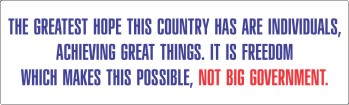 America&#39;s Greatest Hope is Individuals, Not Big Government - Bumper Sticker