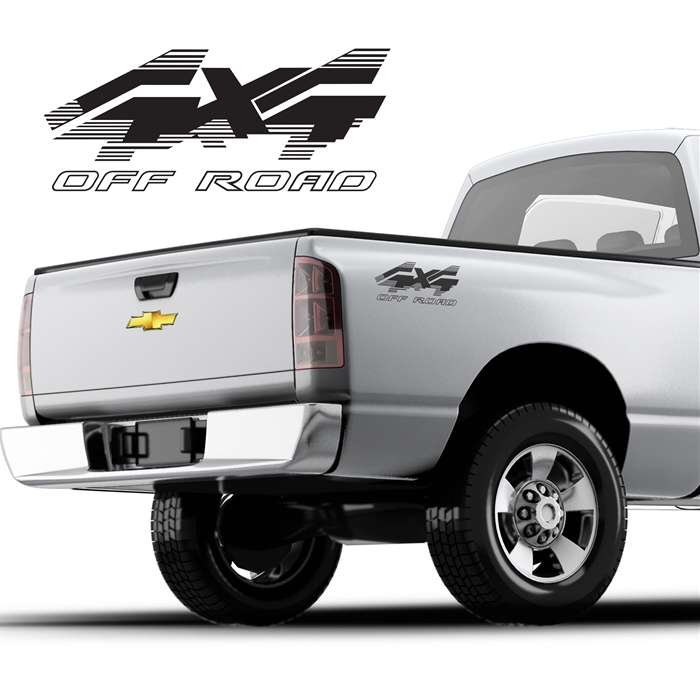 4x4 Lined Truck Decal Single Color DS-011