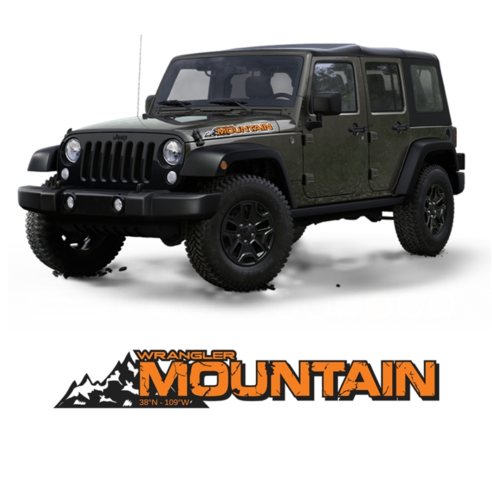 Jeep Wrangler JK Mountain Edition Decal 38N - 109W Orange Hood Sticker