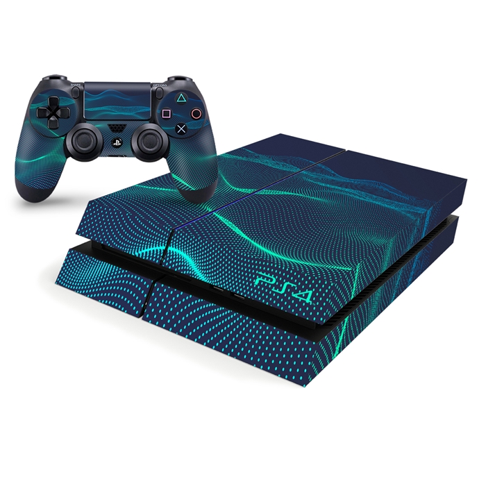 Playstation 4 Console Skin - Matrix Teal Lines