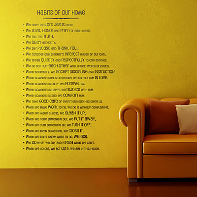 Habits of Our Home - Vinyl Sticker Wall Decals