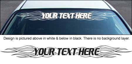 Flames 103 Windshield Decal with Custom Text