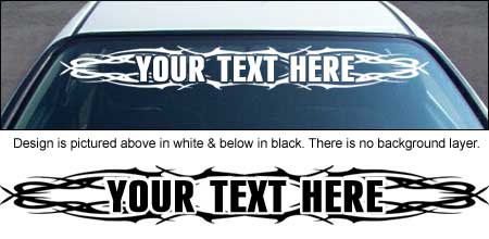 Tribal 001 Windshield Decal with Custom Text
