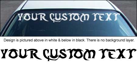 Tribal Font Windshield Decal with Custom Text