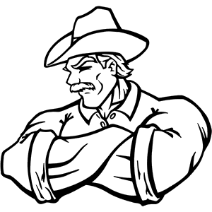 Cowboy Mascot Decal B154