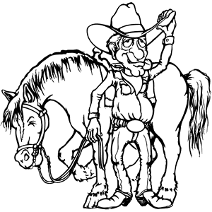 Cowboy Mascot Decal B158